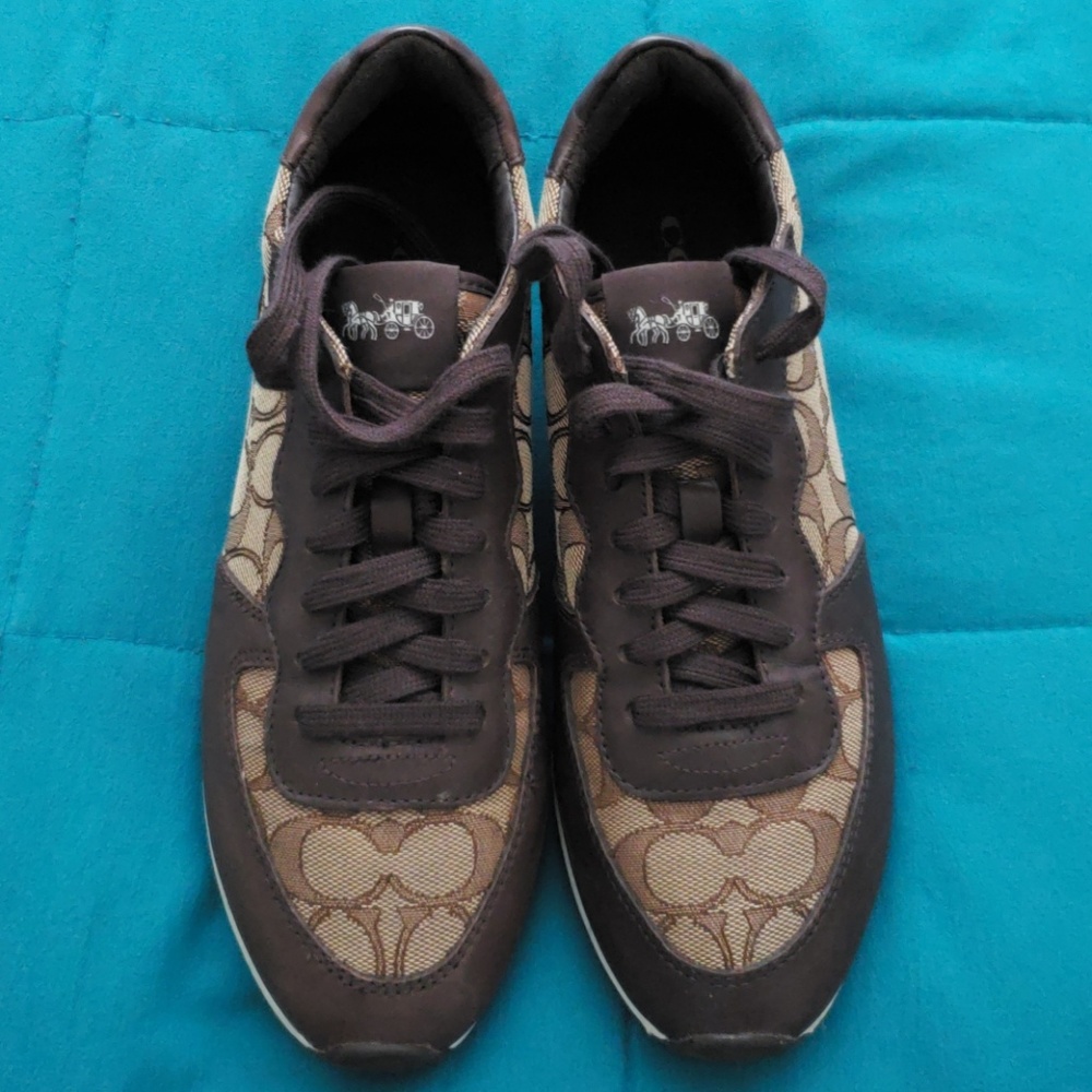 Brown Coach Signature Farah Sneakers